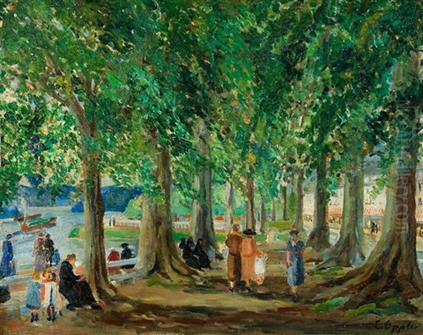 Strandpromenade Oil Painting by Ernst Oppler