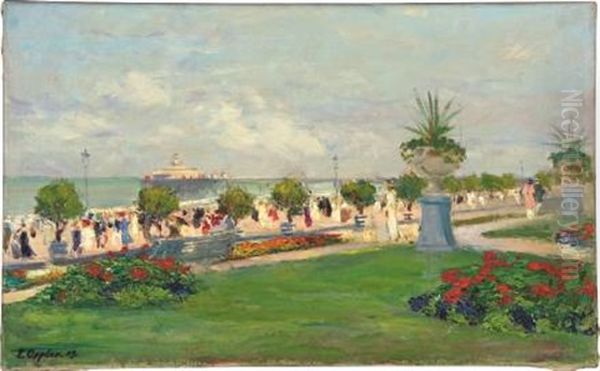 Strandpromenade Oil Painting by Ernst Oppler