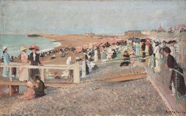 Badeleben (am Badestrand Von Dieppe) Oil Painting by Ernst Oppler