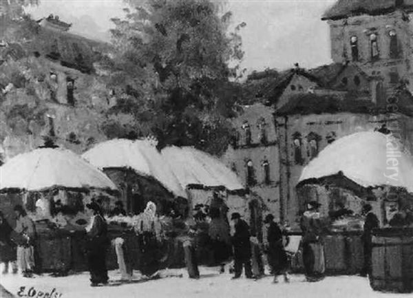 Markt In Einer Kleinstadt Oil Painting by Ernst Oppler