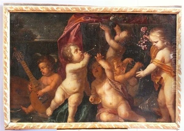 Jeux De Putti Oil Painting by Kaspard Jacob Opstal the Elder