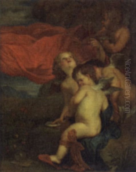 Frolicking Putti Oil Painting by Kaspard Jacob Opstal the Elder