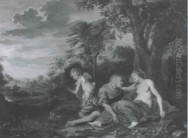 Landschaft Mit Zeus Und Der Nymphe Callisto by Kaspard Jacob Opstal the Elder