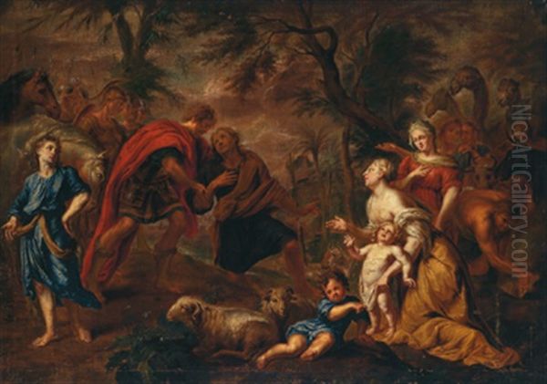 Die Versohnung Von Jakob Und Esau Oil Painting by Kaspar Jacob Opstal the Younger