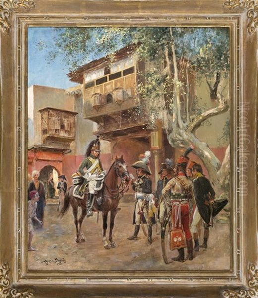 Soldados De Napoleon En Egipto Oil Painting by Maurice Henri Orange