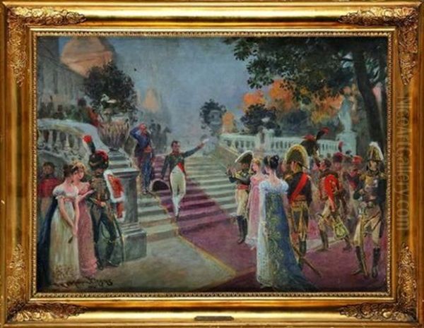 Vive L'empereur Napoleon Aux Tuileries (sketch) Oil Painting by Maurice Henri Orange