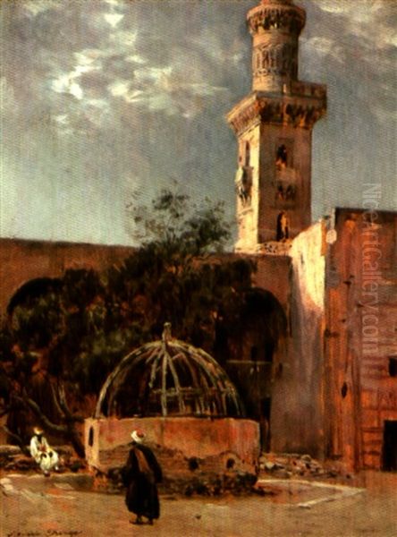 Devant La Mosquee Du Sultan Hassan Au Caire Oil Painting by Maurice Henri Orange