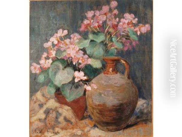 Nature Morte Au Pichet Et Aux Fleurs Roses Oil Painting by Marthe Orant