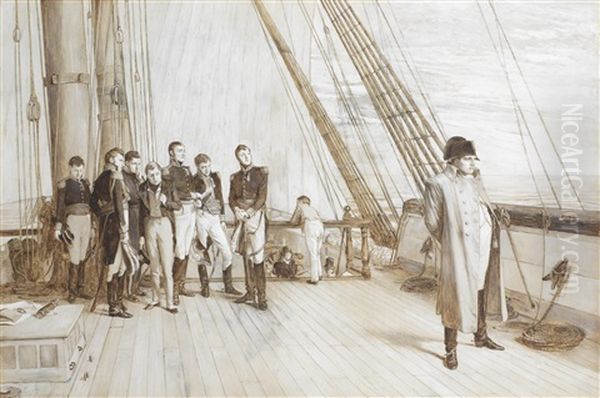 On Board H.m.s. Bellerophon, July 23rd. Off Cape Ushant, Leaving France Oil Painting by Sir William Quiller Orchardson