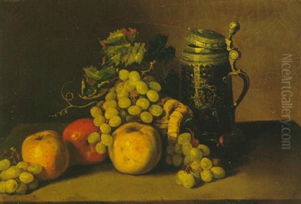 Still Life With Fruit And Tankard Oil Painting by Joseph Biays Ord