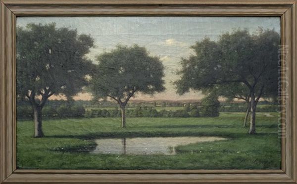 Landscape With Pond And Valley Oil Painting by Alfred T. Ordway