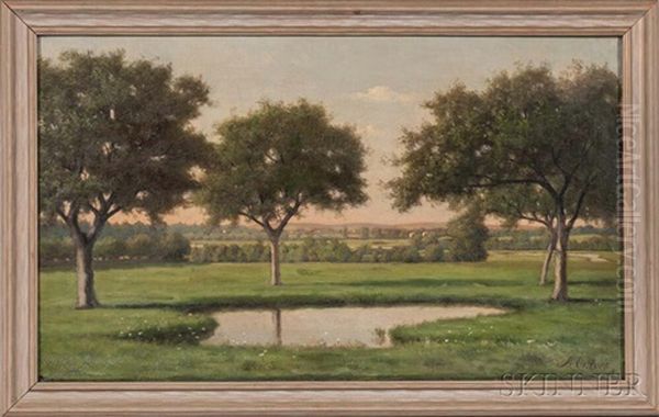 Pond At Sunset Oil Painting by Alfred T. Ordway