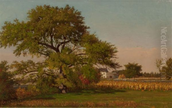 The Homestead (cornstalks And Pumpkins) Oil Painting by Alfred T. Ordway