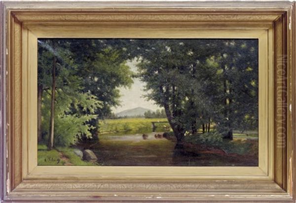 Verdant Landscape Oil Painting by Alfred T. Ordway