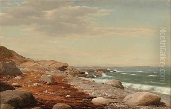 Rocky Seashore Oil Painting by Alfred T. Ordway