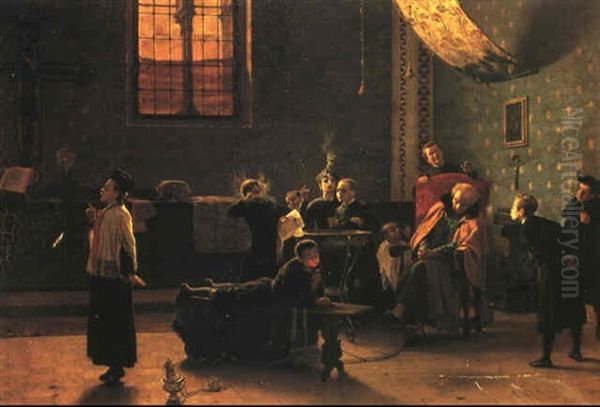 Mischeivous Choir Boys Oil Painting by Orfeo Orfei