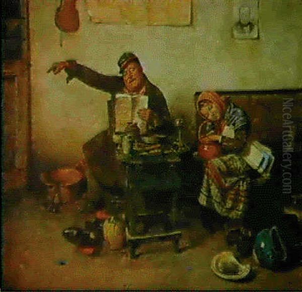 The Cobbler And His Daughter Oil Painting by Orfeo Orfei