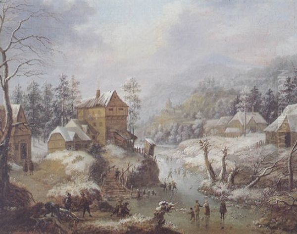 Winterlandschaft Oil Painting by Josef Orient