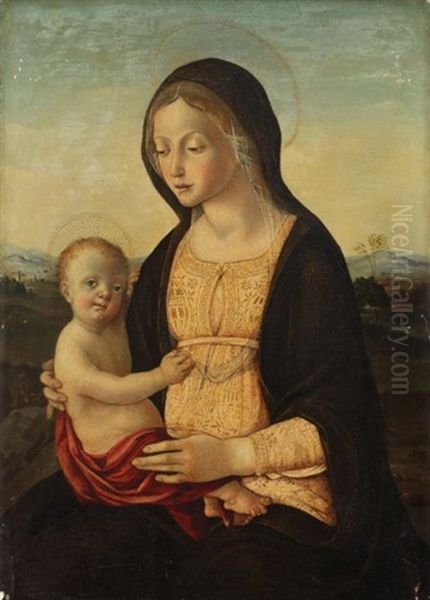 Vierge A L'enfant Oil Painting by Pietro di Francesco degli Orioli