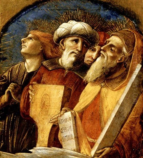 David And Moses With Two Other Prophets Or Saints: Fragment From An Assumption Of The Virgin Oil Painting by Pietro di Francesco degli Orioli