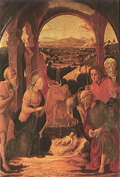 The Nativity Oil Painting by Pietro di Francesco degli Orioli