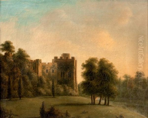 Vue Du Chateau De Warwick, Prise Du Jardin Oil Painting by Antoine Philippe d'duc d.M. Orleans