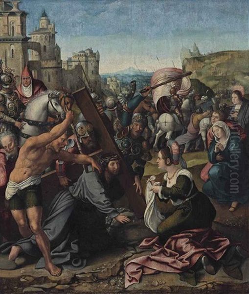 Christ On The Road To Calvary Oil Painting by Bernaert (Barend) van Orley