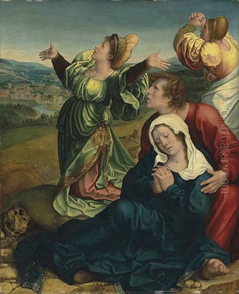 The Holy Women And Saint John Oil Painting by Bernaert (Barend) van Orley