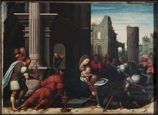 The Adoration Of The Magi Oil Painting by Bernaert (Barend) van Orley