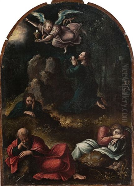 Christus Auf Dem Olberg Mit Den Schlafenden Jungern Im Garten Gethsemane by Bernaert (Barend) van Orley