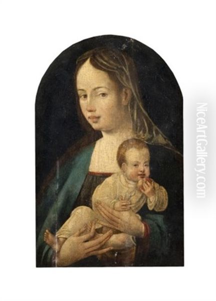 Vierge A L'enfant (in 2 Parts) Oil Painting by Bernaert (Barend) van Orley