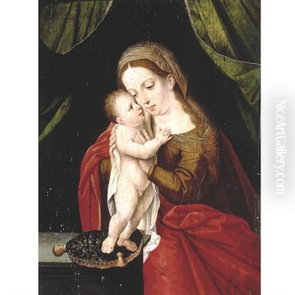 Virgin And Child Oil Painting by Bernaert (Barend) van Orley