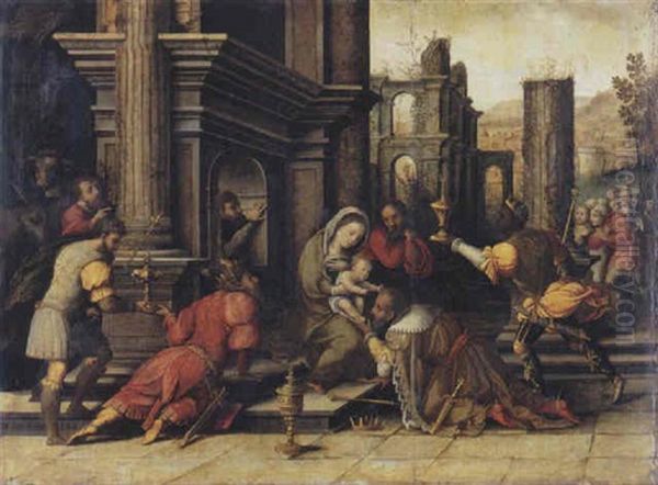 Adoration Of The Magi Oil Painting by Bernaert (Barend) van Orley