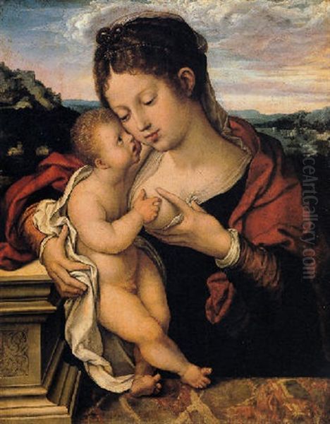 Virgin And Child Oil Painting by Bernaert (Barend) van Orley