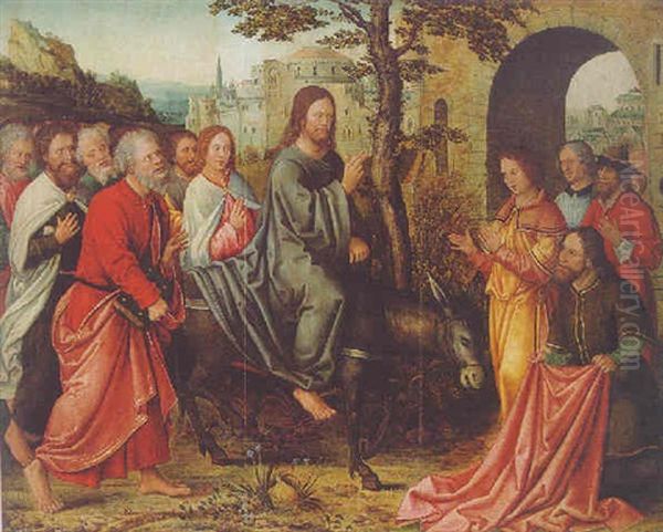 Christ's Entry Into Jerusalem Oil Painting by Bernaert (Barend) van Orley