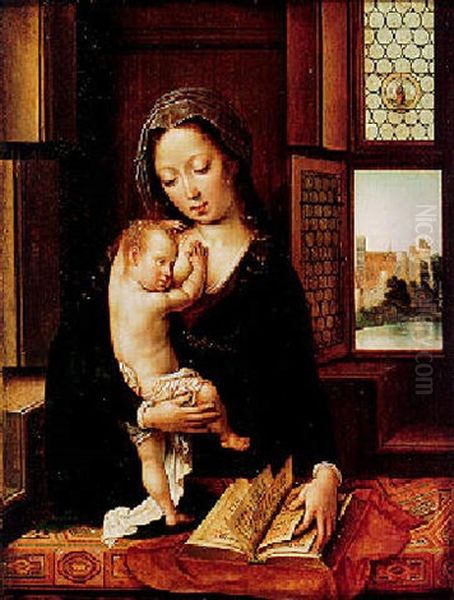 Virgin And Child With A Prayer Book Oil Painting by Bernaert (Barend) van Orley