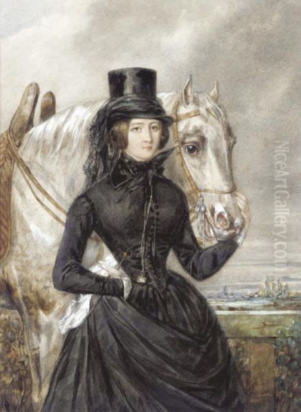 A Lady In Riding Clothes Oil Painting by Candide Blaize