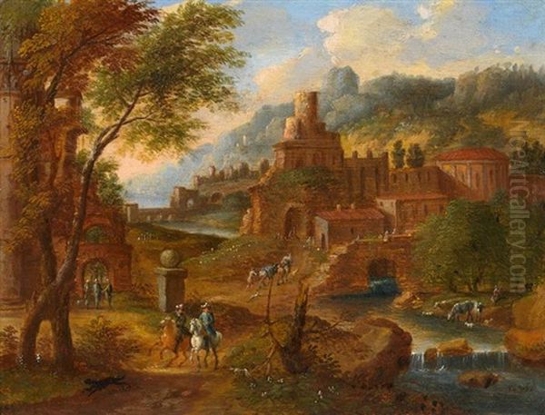 Landschaft Mit Zwei Reitern by Peter Van Orley