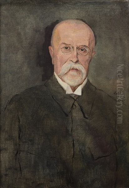 President Tomas G. Masaryk Oil Painting by Emil Orlik