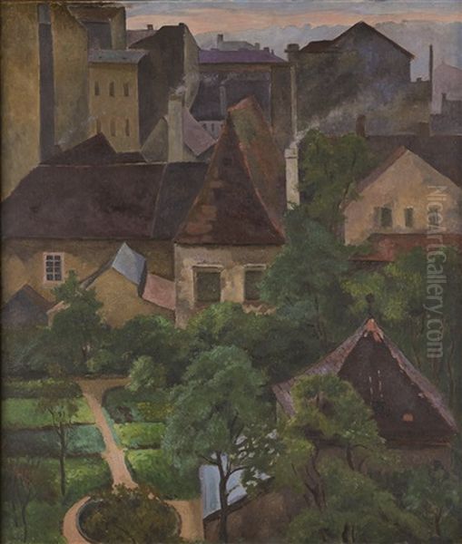 Franciscan Garden In Prague Oil Painting by Emil Orlik