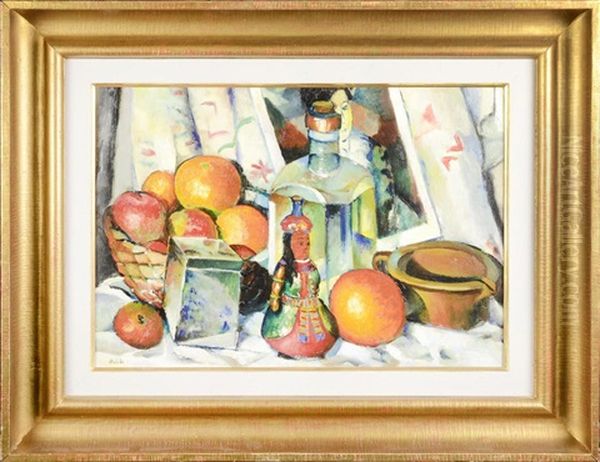 Still Life With A Doll And Fruit Oil Painting by Emil Orlik