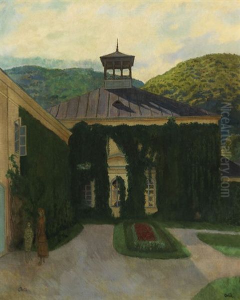 Schloss Vor Hugeliger Landschaft Oil Painting by Emil Orlik