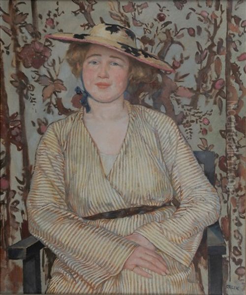 Junge Dame Mit Hut Oil Painting by Emil Orlik