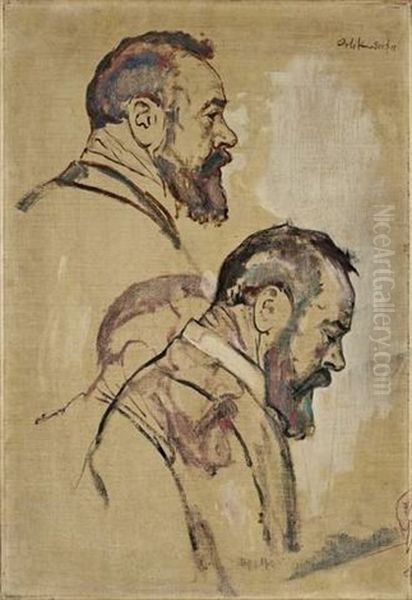 Ferdinand Hodler (portrait Study) Oil Painting by Emil Orlik