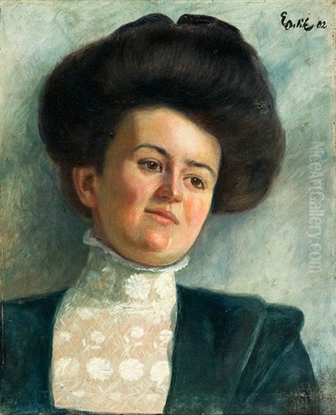 Brustbildnis Einer Jungen Dame Oil Painting by Emil Orlik