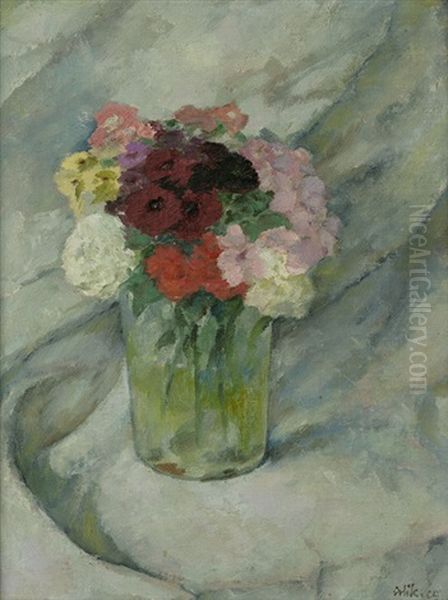 Blumen Im Glas Oil Painting by Emil Orlik