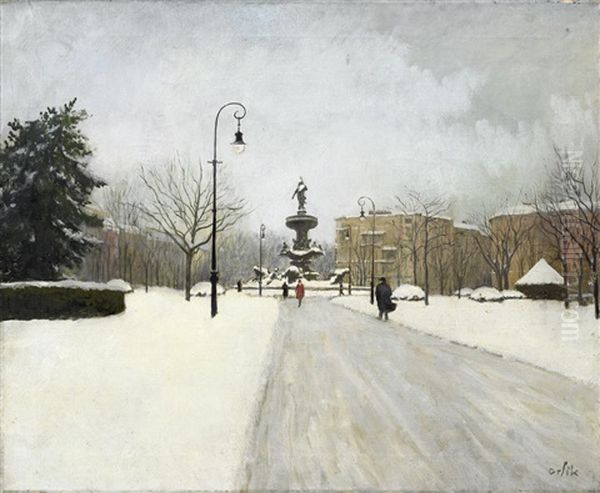 Der Lutzow Platz Im Winter Oil Painting by Emil Orlik