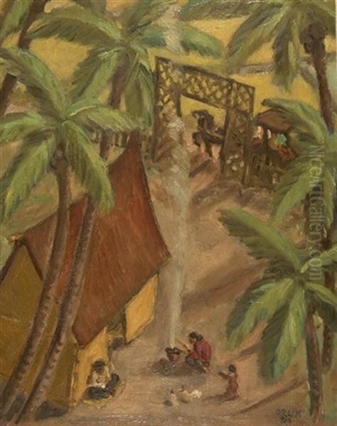 Eingeborenendorf Oil Painting by Emil Orlik