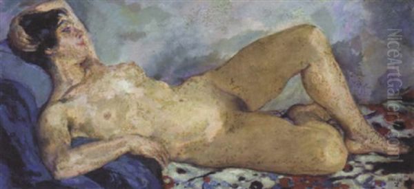 Reclining Nude Oil Painting by Emil Orlik