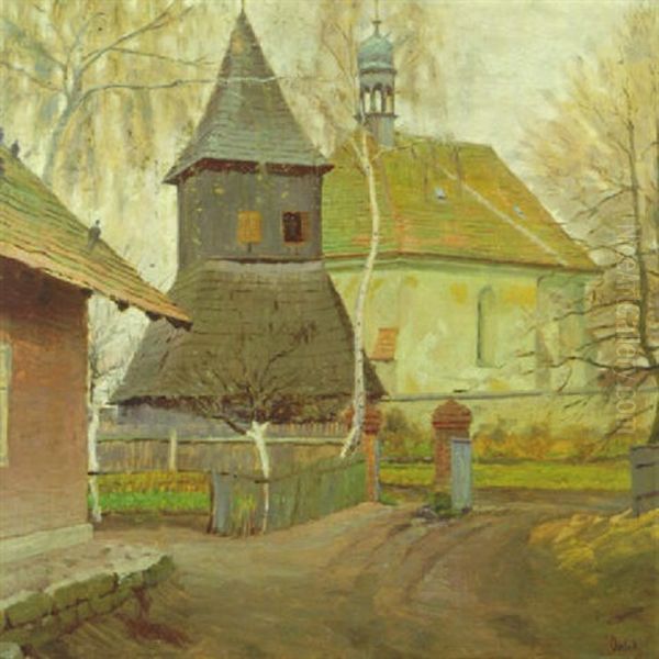 Dorfkirche In Norddeutschland Oil Painting by Emil Orlik